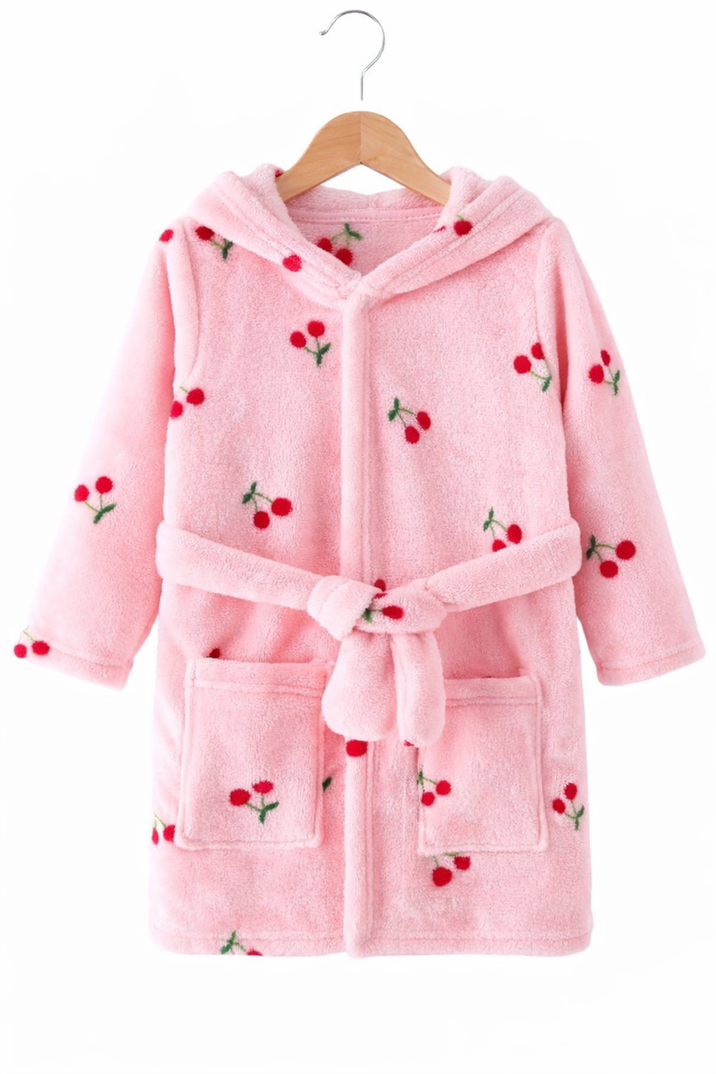 Cherry Print Personalised Embroidered Baby Robe