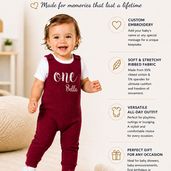 Claret Red Personalised or Plain Dungarees