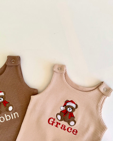 Christmas Festive Bear Dungarees