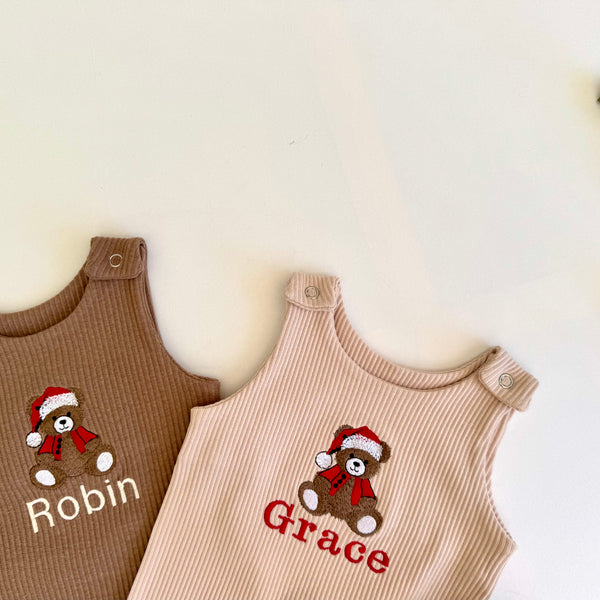 Christmas Festive Bear Dungarees