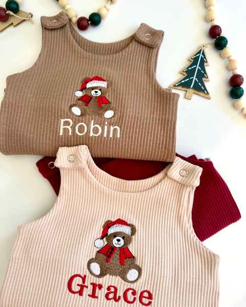Christmas Festive Bear Dungarees