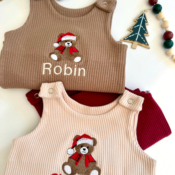 Christmas Festive Bear Dungarees