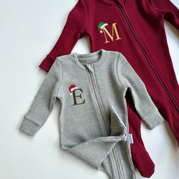 Christmas Monogram Zip Sleepsuit DreamBuy