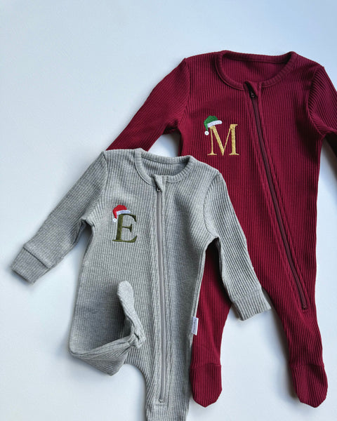 Christmas Monogram Zip Sleepsuit DreamBuy