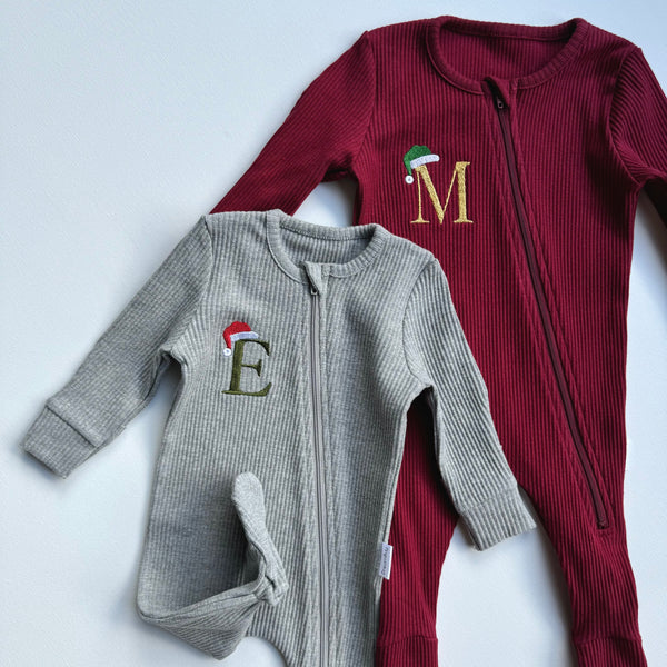 Christmas Monogram Zip Sleepsuit DreamBuy