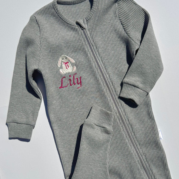Bunny Theme Personalised Zip Romper DreamBuy