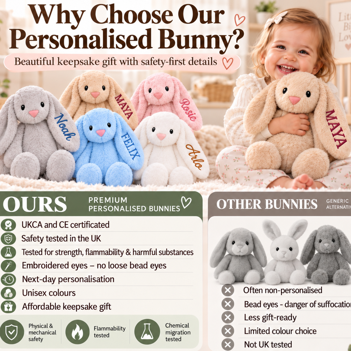 Personalised Grey Bunny Toy