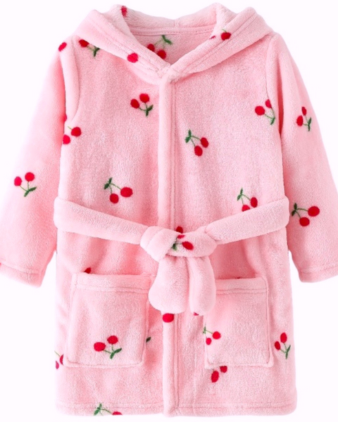 Cherry Print Personalised Embroidered Baby Robe