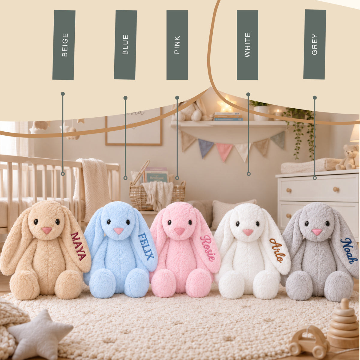 Personalised Grey Bunny Toy