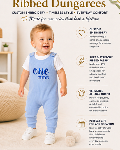 Powder Blue Personalised or Plain Dungarees