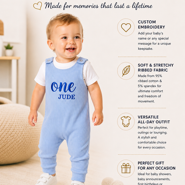 Powder Blue Personalised or Plain Dungarees