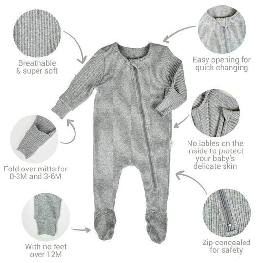 Dove Grey Zip Sleepsuit DreamBuy